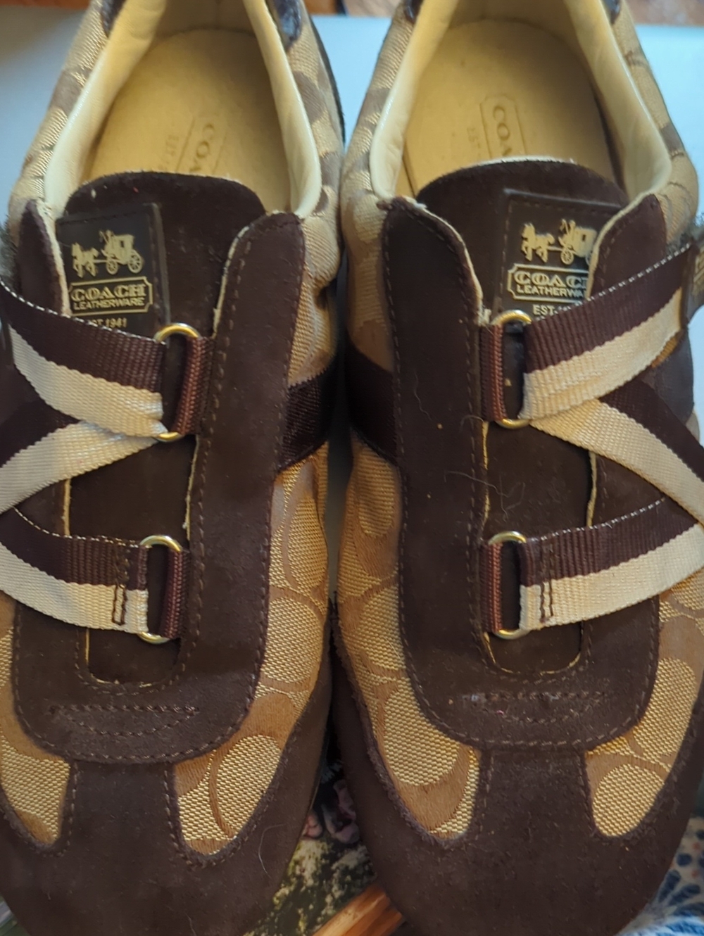 Vtg Exc Coach Juli Y2k Canvas Suede Logo Sneakers Sz 9m